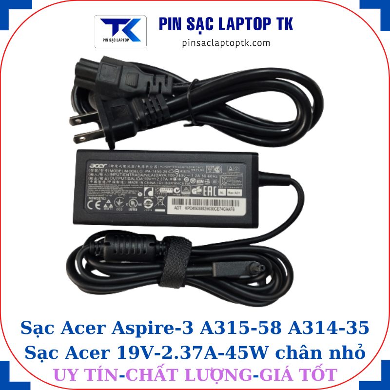 Sạc Acer Aspire-3 A315-58 A314-35 đủ bộ