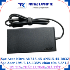 Sạc laptop Acer Nitro AN515-45 AN515-45-R83Z Sạc Acer 19V-7.1A-135W chân tím 5.5*1.7mm, logo acer dập chìm
