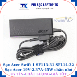 Sạc laptop Acer Swift-1 SF113-31 SF114-32, logo acer dập chìm
