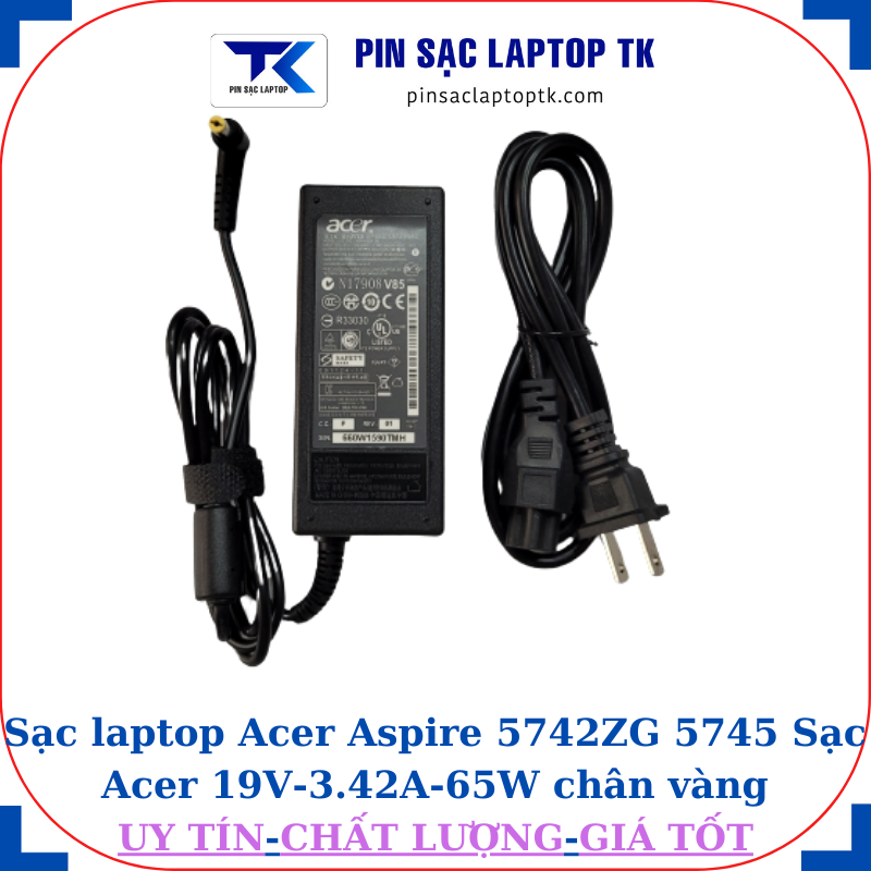 Sạc Acer Aspire 5742ZG 5745 Sạc Acer 19V-3.42A-65W củ sạc+ dây nguồn