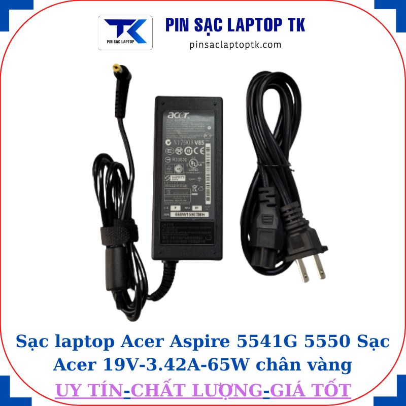 Sạc Acer Aspire 5541G 5550 Sạc Acer 19V-3.42A-65W, củ sạc+ dây nguồn