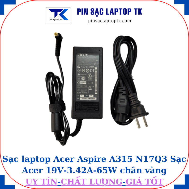 Sạc Acer Aspire A315 N17Q3 Sạc Acer 19V-3.42A-65W củ sạc+ dây nguồn
