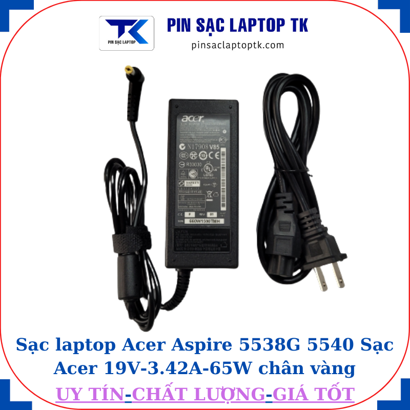 Sạc Acer Aspire 5538G 5540 Sạc Acer 19V-3.42A-65W củ sạc+ dây nguồn