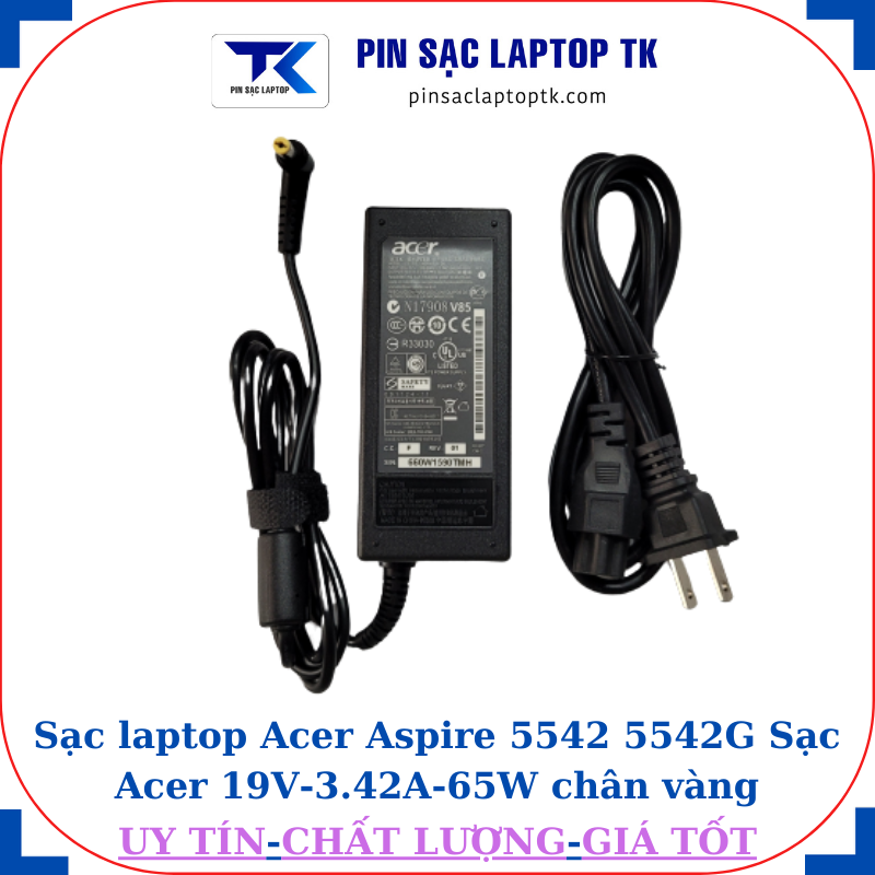 Sạc Acer Aspire 5542 5542G Sạc Acer 19V-3.42A-65W củ sạc+ dây nguồn