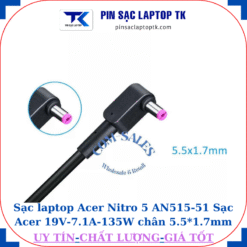 Sạc laptop Acer Nitro-5 AN515 51 Sạc Acer 19V-7.1A-135W chân tím 5.5*1.7mm, đầu cắm tím