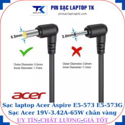 Sạc laptop Acer Aspire E5-573 E5-573G Sạc Acer 19V-3.42A-65W chân vàng 5.5mm*1.7mm