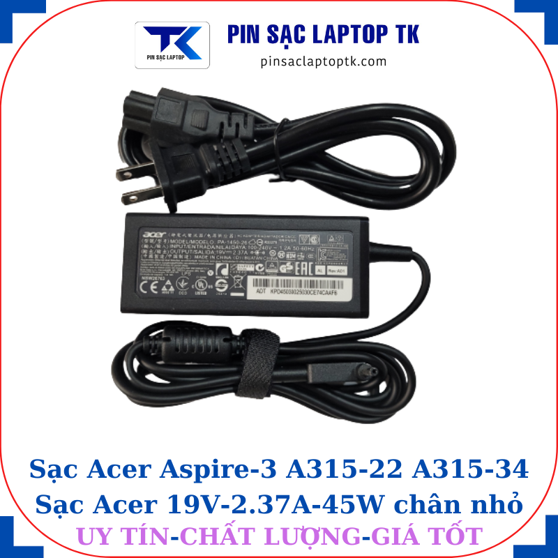 sạc acer 45w chân nho củ sạc+ dây nguồn