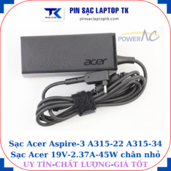 sạc acer 45w chân nhỏ, logo acer