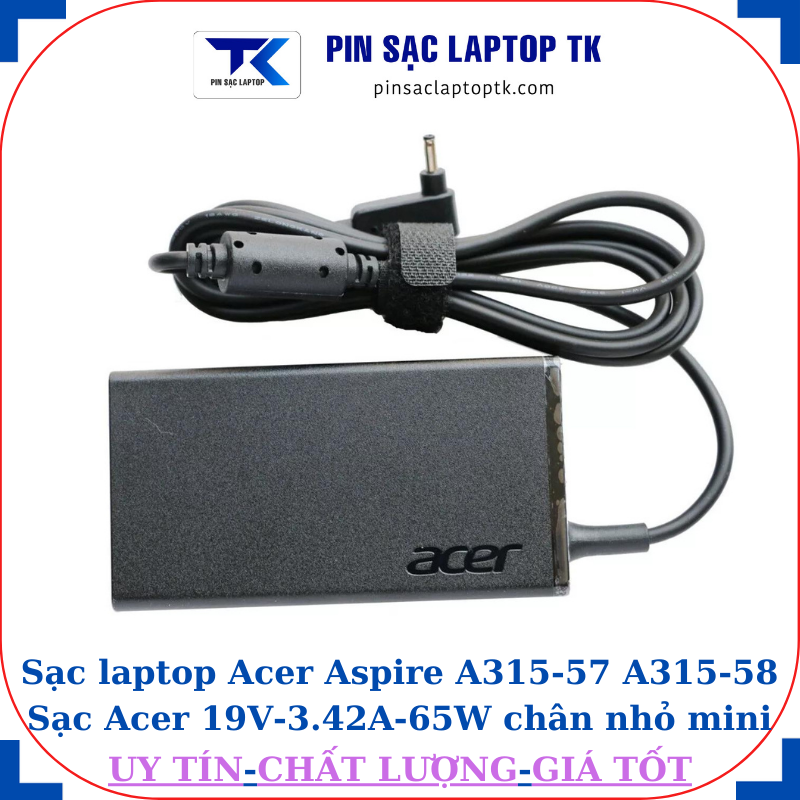 Sạc Acer Aspire A315-57 A315-58 Sạc Acer 19V-3.42A-65W logo Acer dập chìm