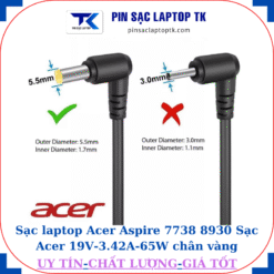 Sạc laptop Acer Aspire 7738 8930 Sạc Acer 19V-3.42A-65W chân vàng 5.5mm*1.7mm