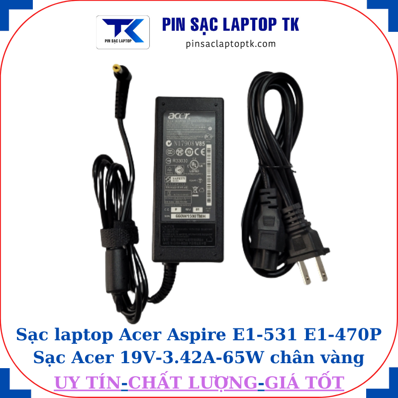 Sạc Acer Aspire E1-531 E1-470P Sạc Acer 19V-3.42A-65W củ sạc+ dây nguồn