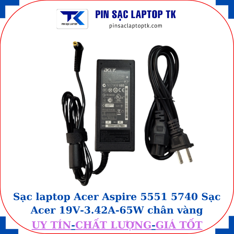 Sạc Acer Aspire 5551 5740 Sạc Acer 19V-3.42A-65W củ sạc+ dây nguồn