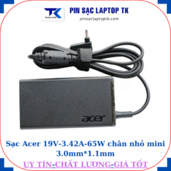 Sạc Acer 19V-3.42A-65W chân nhỏ, logo Acer dập chìm