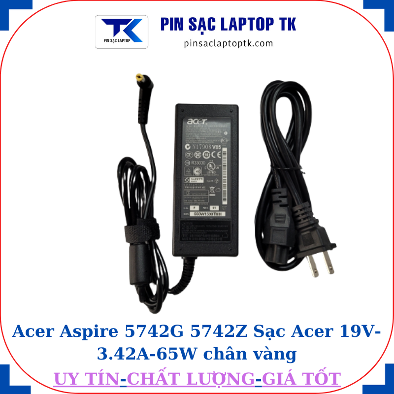 Sạc Acer Aspire 5742G 5742Z Sạc Acer 19V-3.42A-65W củ sạc+ dây nguồn
