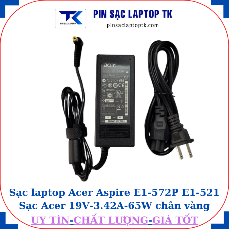 Sạc Acer Aspire E1-572P E1-521 Sạc Acer 19V-3.42A-65W củ sạc+ dây nguồn