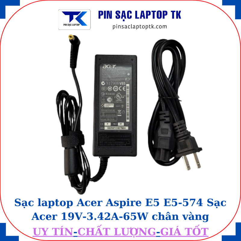 Sạc Acer Aspire E5 E5-574 Sạc Acer 19V-3.42A-65W củ sạc+ dây nguồn