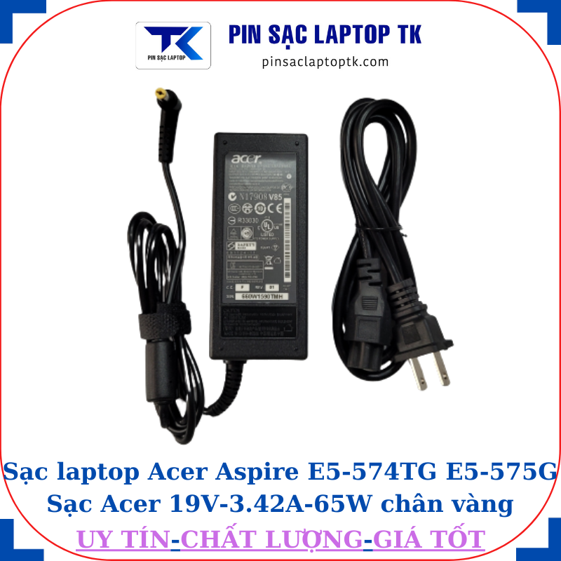Sạc Acer Aspire E5-574TG E5-575G Sạc Acer 19V-3.42A-65W củ sạc+ dây nguồn