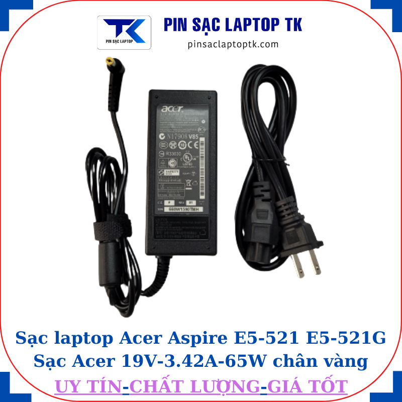 Sạc Acer Aspire E5-521 E5-521G Sạc Acer 19V-3.42A-65W củ sạc+ dây nguồn