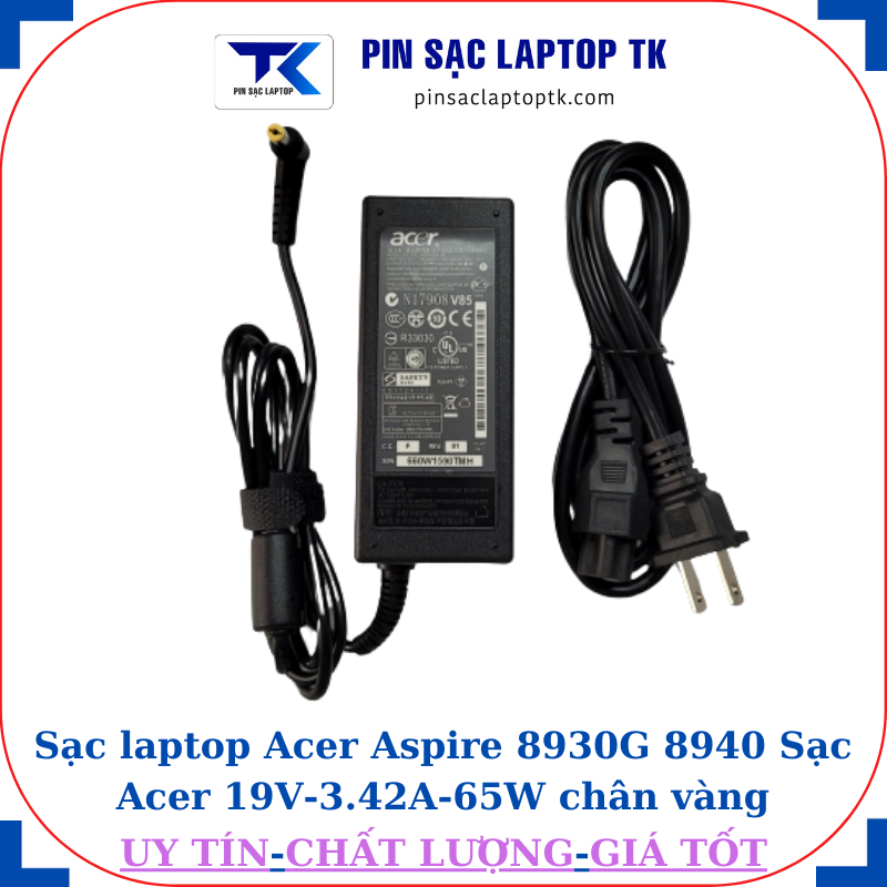 Sạc Acer Aspire 8930G 8940 Sạc Acer 19V-3.42A-65W củ sạc+ dây nguồn