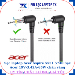 Sạc laptop Acer Aspire 5551 5740 Sạc Acer 19V-3.42A-65W chân vàng 5.5mm*1.7mm