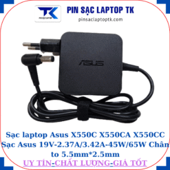 Sạc Asus X550C X550CA X550CC Sạc Asus 19V-2.37A/3.42A-45W/65W Chân to 5.5mm*2.5mm, 45W vuông