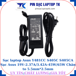 Sạc Asus Y481CC S405C S405CA Sạc Asus 19V-2.37A/3.42A-45W/65W Chân to 5.5mm*2.5mm, 65W chữ nhật