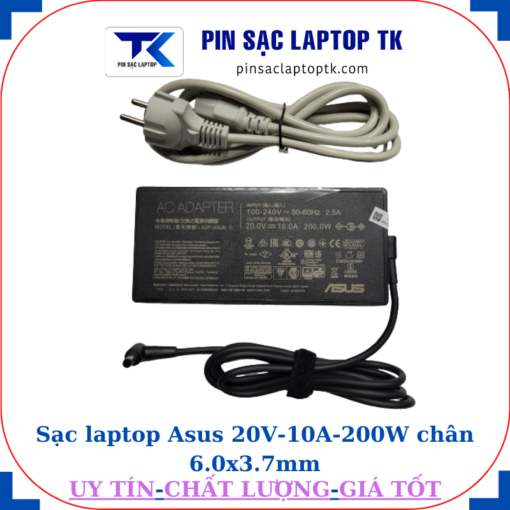 Sạc laptop Asus 20V 10A 200W chân 6.0x3.7mm, củ sạc+ dây nguồn