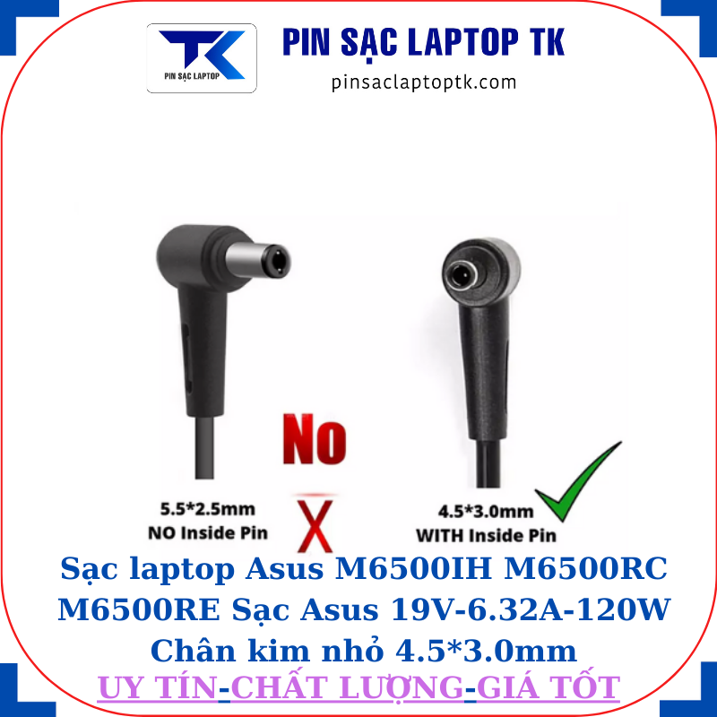 Sạc Asus M6500IH M6500RC M6500RE Sạc Asus 19V-6.32A-120W Chân kim nhỏ 4.5*3.0mm