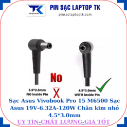 Sạc laptop Asus Vivobook Pro-15 M6500 Sạc Asus 19V-6.32A-120W Chân kim nhỏ 4.5*3.0mm