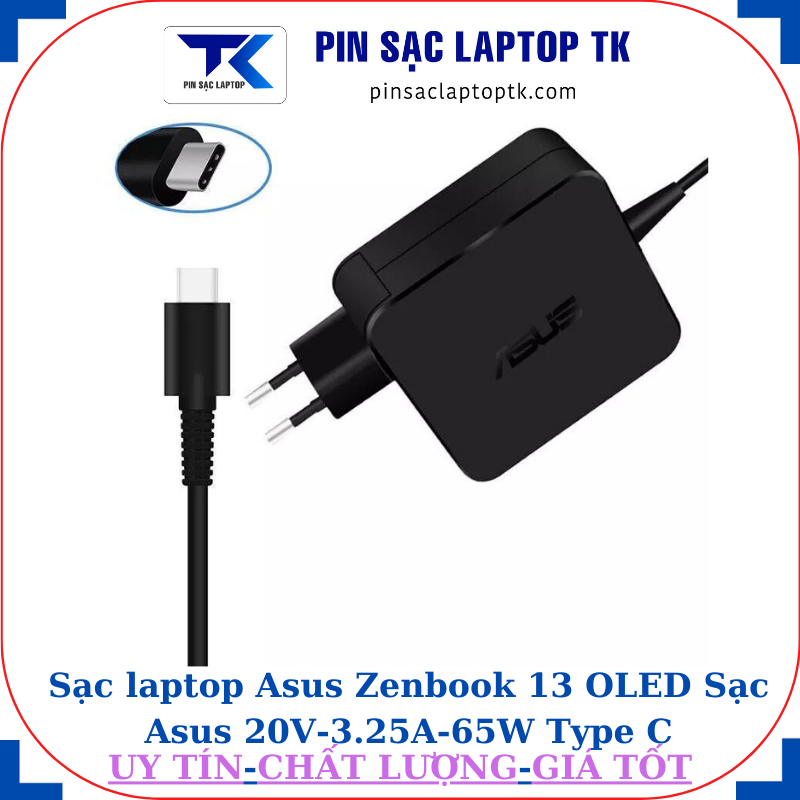 Sạc laptop Asus Zenbook 13 OLED Sạc Asus 20V-3.25A-65W Type C