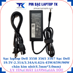 Sạc Dell 3558 3565 3567 Sạc Dell 19.5V-2.31A/3.34A/4.62A-45W/65W/90W chân kim nhỏ(4.5mm*3.0mm), sạc 65W