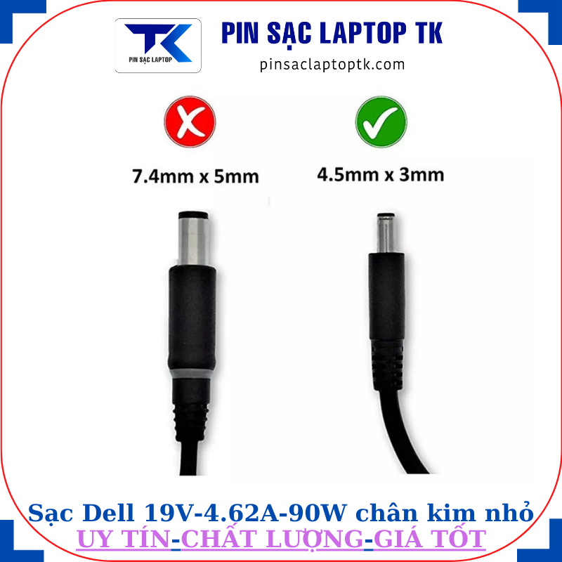 Sạc Dell 19V-4.62A-90W chân kim nhỏ
