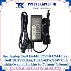 Sạc Dell E6440 E7240 E7440 Sạc Dell 19.5V-3.34A/4.62A-65W/90W Chữ nhật/Ovan chân kim to(7.4mm*5.0mm), sạc 65W chữ nhật
