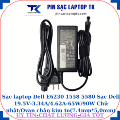Sạc Dell E6230 1558 5580 Sạc Dell 19.5V-3.34A/4.62A-65W/90W Chữ nhật/Ovan chân kim to(7.4mm*5.0mm), sạc 65W chũ nhật