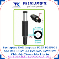 Sạc laptop Dell Inspiron P29F P29F001 Sạc Dell 19.5V-3.34A/4.62A-65W/90W Chữ nhật/Ovan chân kim to(7.4mm*5.0mm)