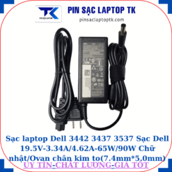 Sạc Dell 3442 3437 3537 Sạc Dell 19.5V-3.34A/4.62A-65W/90W Chữ nhật/Ovan chân kim to(7.4mm*5.0mm), sạc 65W chữ nhật