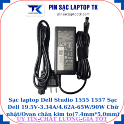 Sạc Dell Studio 1555 1557 Sạc Dell 19.5V-3.34A/4.62A-65W/90W Chữ nhật/Ovan chân kim to(7.4mm*5.0mm), sạc 65W chữ nhật