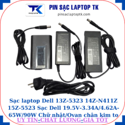 Sạc laptop Dell 13Z-5323 14Z-N411Z 15Z-5523 Sạc Dell 19.5V-3.34A/4.62A-65W/90W Chữ nhật/Ovan chân kim to(7.4mm*5.0mm)