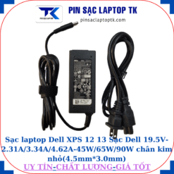 Sạc laptop Dell XPS 12 13 Sạc Dell 19.5V-2.31A/3.34A/4.62A-45W/65W/90W chân kim nhỏ(4.5mm*3.0mm), Sạc 45W