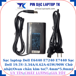 Sạc Dell E6440 E7240 E7440 Sạc Dell 19.5V-3.34A/4.62A-65W/90W Chữ nhật/Ovan chân kim to(7.4mm*5.0mm), sạc 65W ovan