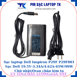 Sạc Dell Inspiron P29F P29F001 Sạc Dell 19.5V-3.34A/4.62A-65W/90W Chữ nhật/Ovan chân kim to(7.4mm*5.0mm), sạc 65W ovan