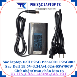 Sạc Dell P25G P25G001 P25G002 Sạc Dell 19.5V-3.34A/4.62A-65W/90W Chữ nhật/Ovan chân kim to(7.4mm*5.0mm), sạc dell 65W ovan