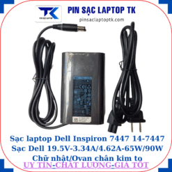 Sạc Dell Inspiron 7447 14-7447 Sạc Dell 19.5V-3.34A/4.62A-65W/90W Chữ nhật/Ovan chân kim to(7.4mm*5.0mm), sạc 65W ovan