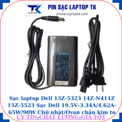 Sạc laptop Dell 13Z-5323 14Z-N411Z 15Z-5523 Sạc Dell 19.5V-3.34A/4.62A-65W/90W Chữ nhật/Ovan chân kim to(7.4mm*5.0mm), sạc 65w ovan
