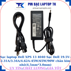 Sạc Dell XPS 13 4040 Sạc Dell 19.5V-2.31A/3.34A/4.62A-45W/65W/90W chân kim nhỏ(4.5mm*3.0mm), Sạc 65W