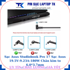 Sạc laptop Asus Studiobook Pro 17 Sạc Asus 19.5V-9.23A-180W Chân kim to 6.0*3.7mm