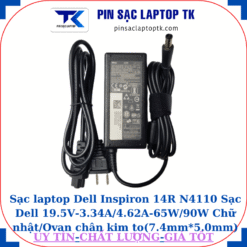 Sạc Dell Inspiron 14R N4110 Sạc Dell 19.5V-3.34A/4.62A-65W/90W Chữ nhật/Ovan chân kim to(7.4mm*5.0mm), sạc 65W chữ nhật