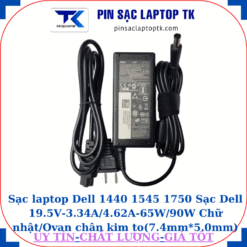 Sạc Dell 1440 1545 1750 Sạc Dell 19.5V-3.34A/4.62A-65W/90W Chữ nhật/Ovan chân kim to(7.4mm*5.0mm), sạc 65W chữ nhật