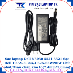 Sạc Dell N5050 5521 5521 Sạc Dell 19.5V-3.34A/4.62A-65W/90W Chữ nhật/Ovan chân kim to(7.4mm*5.0mm), sạc 65W chữ nhật