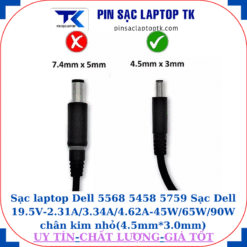 Sạc laptop Dell 5568 5458 5759 Sạc Dell 19.5V-2.31A/3.34A/4.62A-45W/65W/90W chân kim nhỏ(4.5mm*3.0mm)